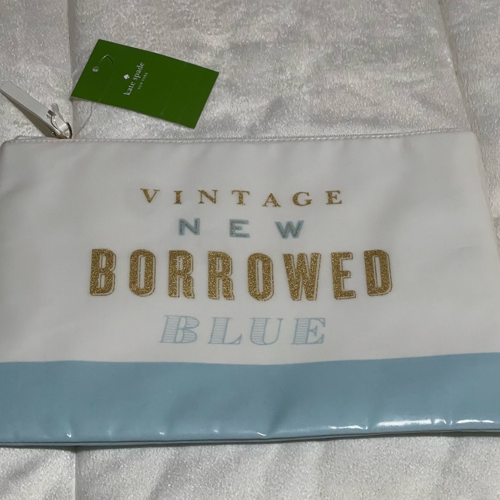 Kate Spade White and Blue Clutch